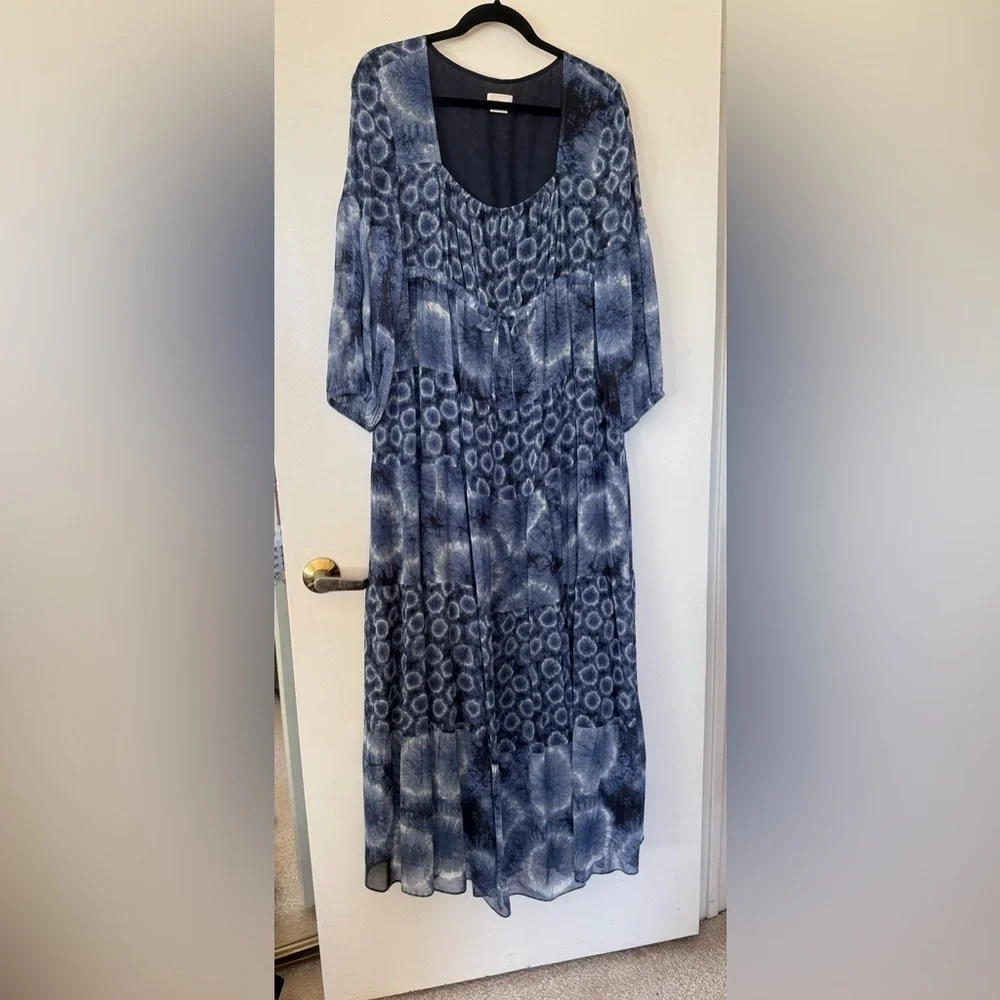 Michael Kors Empire Style Tiered Geometric Print Dress in XL